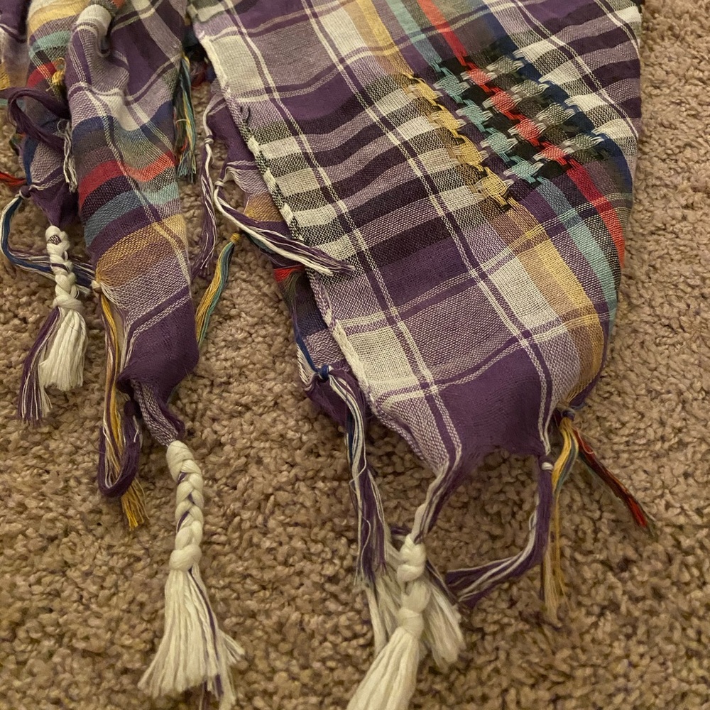 Multi-colored plaid/gingham scarf